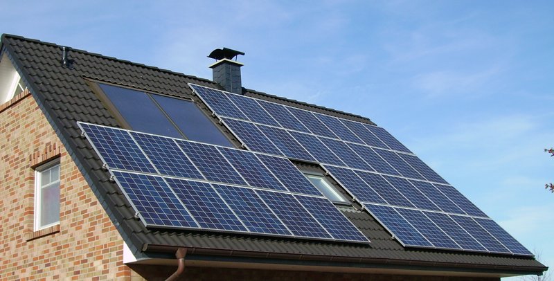 Solar panels mounted on a residential rooftop